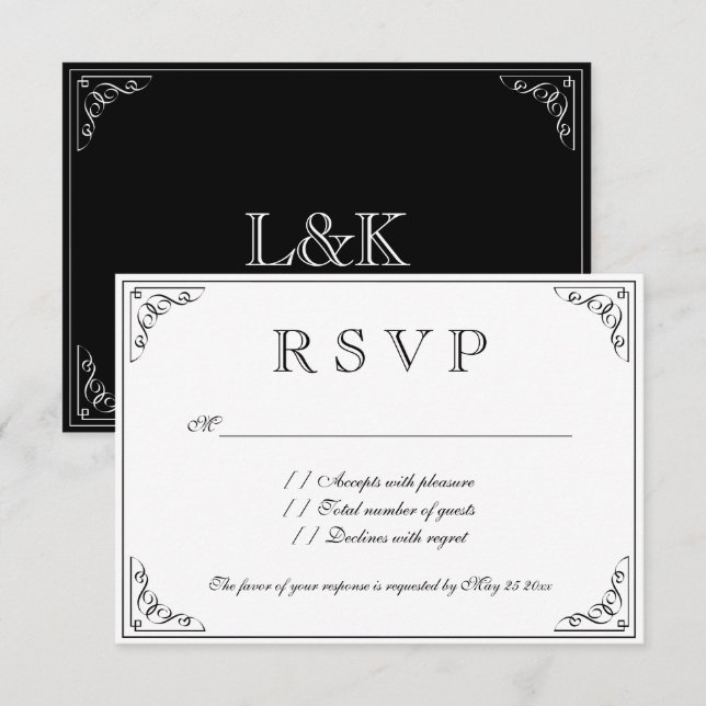 Vintage elegance RSVP wedding response cards (Front/Back)