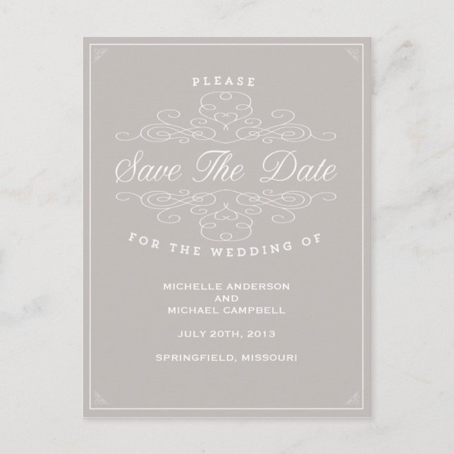 VINTAGE ELEGANCE | SAVE THE DATE POSTCARD (Front)