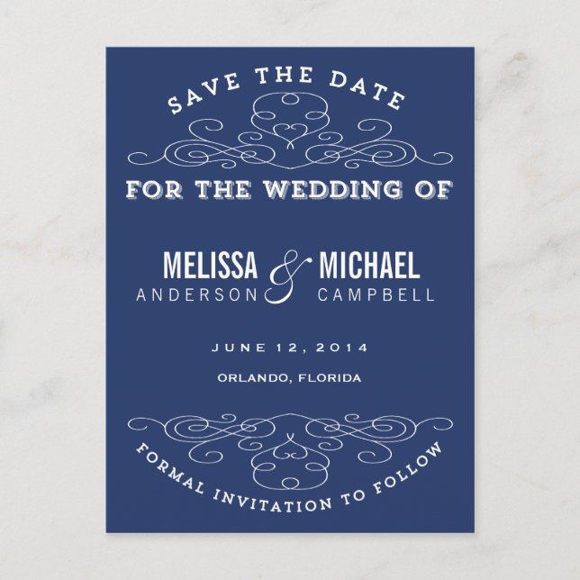 VINTAGE ELEGANCE | SAVE THE DATE POSTCARD (Front)