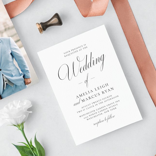 Vintage Élégance Script Mariage Photo Invitation (Créateur téléchargé)