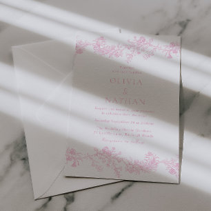 Vintage Elegance: Soft Pink Floral Wedding Invitation