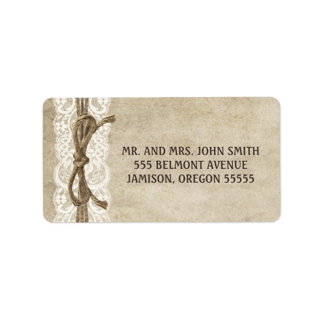 Vintage Elegance Twine on Lace Address Labels (Front)