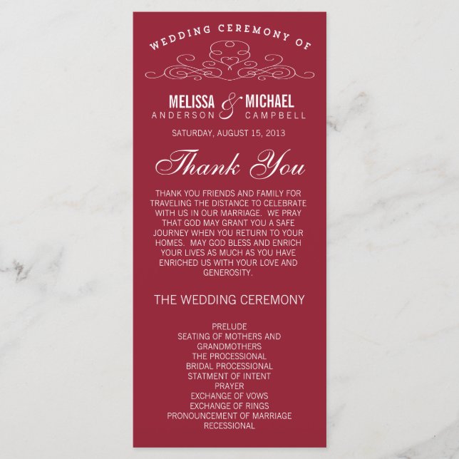 VINTAGE ELEGANCE | WEDDING PROGRAM (Front)
