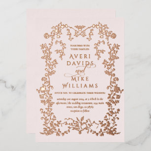 Vintage Eleganse Golden Flowers Frame Wedding