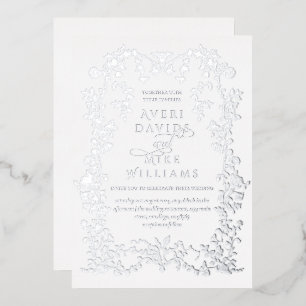 Vintage Eleganse Silver Flowers Frame Wedding