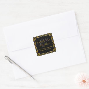 Vintage Elegant Art Deco Black Gold Address Label