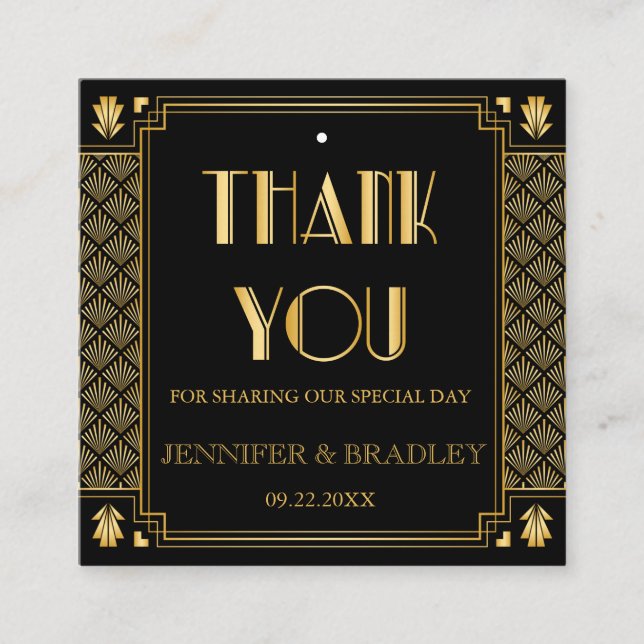 Vintage Elegant Art Deco Gold Wedding Gift Tags (Front)