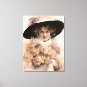 Vintage Elegant Beautiful Lady Portrait Canvas Print
