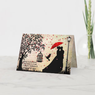 Vintage Elegant Beige & Black Poetry Valentines Card