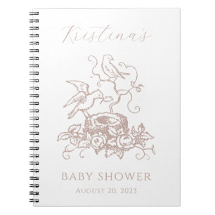 Vintage Elegant Bird Nest Baby Shower Notebook