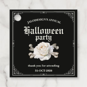 Vintage Elegant Black Silver Rose Halloween Party Favour Tags