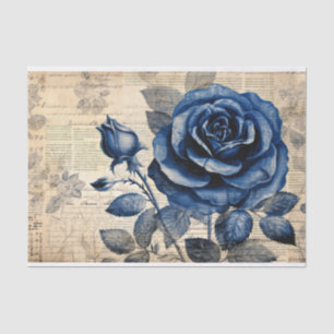 Vintage Elegant Blue Rose Tissue Paper