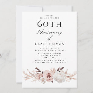 Vintage Elegant Blush 60th Wedding Anniversary Invitation