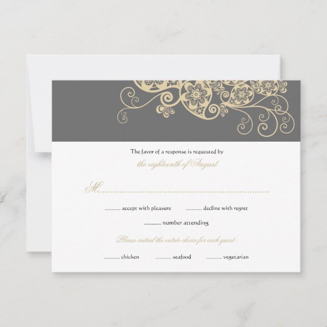 Vintage Elegant Boho Floral Paisley Wedding RSVP (Front)