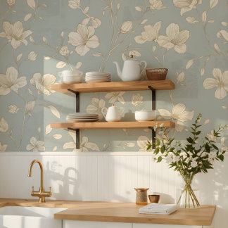 Vintage Elegant Botanical Line Art Wallpaper