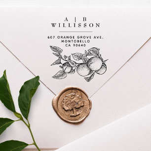 Vintage Elegant Botanical Oranges Return Address Rubber Stamp