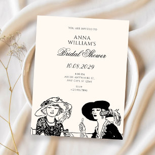 Vintage elegant bridal shower invitation