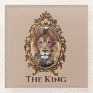 Vintage Elegant Brown Lion King Retro Dads Glass Coaster