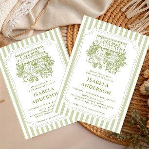Vintage Elegant Cafe bebe Baby  Shower  Invitation