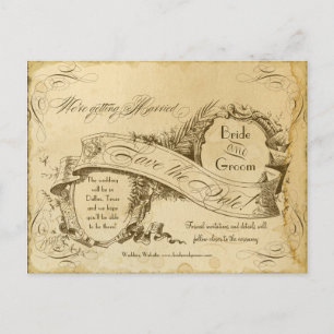 Vintage Elegant Calligraphy Wedding Save the Dates Announcement Postcard