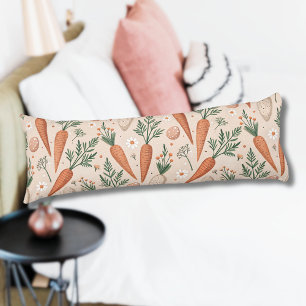Vintage Elegant Carrots with Blossoms and Tiny Egg Body Pillow