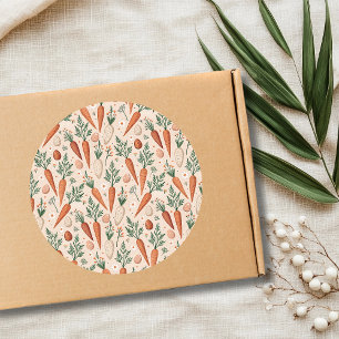 Vintage Elegant Carrots with Blossoms and Tiny Egg Classic Round Sticker