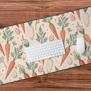 Vintage Elegant Carrots with Blossoms and Tiny Egg Desk Mat