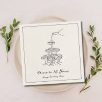 Vintage Elegant Champagne Sketch Birthday Napkins