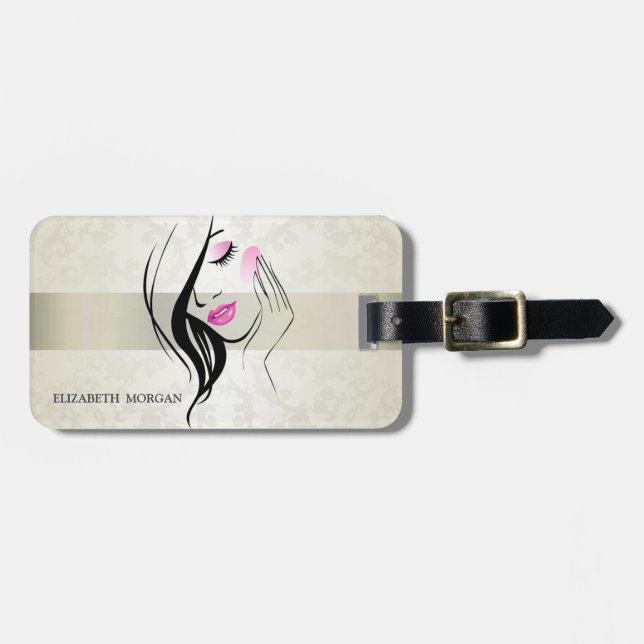 Vintage Elegant,Chic,Lace,Girl Silhouete  Luggage Tag (Front Horizontal)