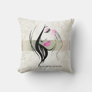 Vintage Elegant,Chic,Lace,Girl Silhouette  Throw Pillow