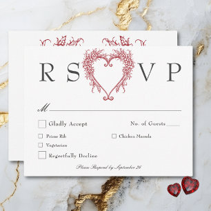 Vintage Elegant Chinoiserie Floral Heart Wedding RSVP Card
