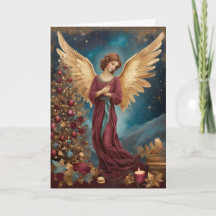 Vintage Elegant Christmas Angel Personalized Card