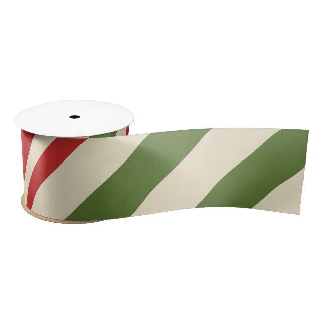Vintage Elegant Christmas Candy Cane Satin Ribbon (Spool)