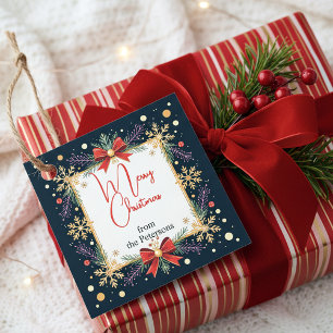 Vintage Elegant Christmas Floral Wreath Favour Tags