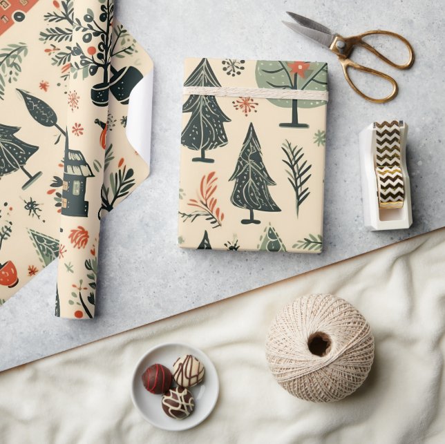 Vintage Elegant Christmas Pattern Wrapping Paper (Crafts)