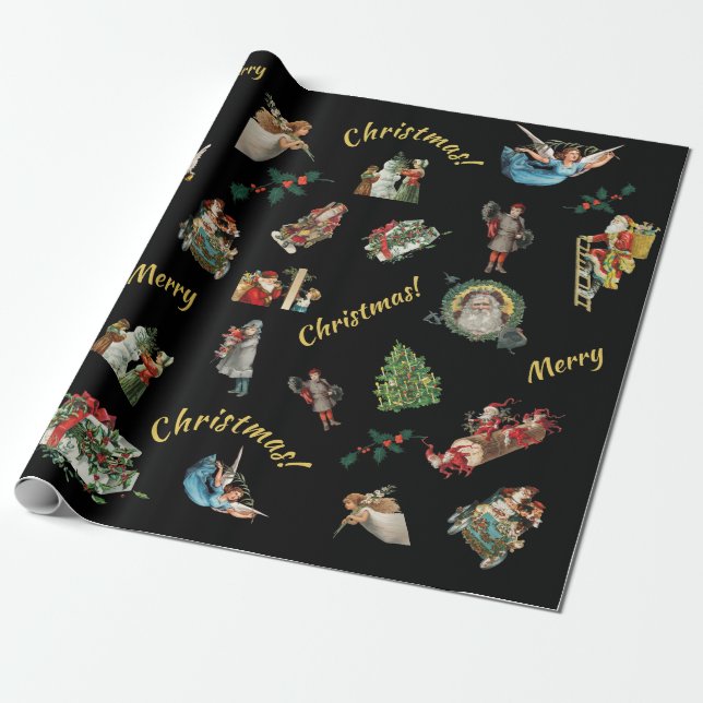 Vintage Elegant Christmas Wrapping Paper (Unrolled)