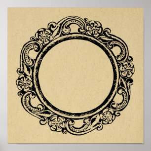 Vintage Elegant Circular Frame CUSTOMIZE ADD TEXT Poster