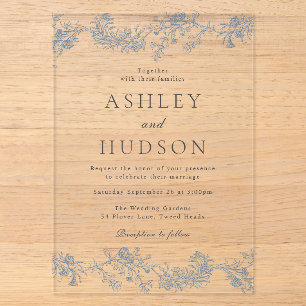 Vintage Elegant Classic Wedding Acrylic Invitations