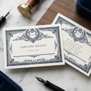 Vintage Elegant Crest Monogram Initials Luxury Business Card