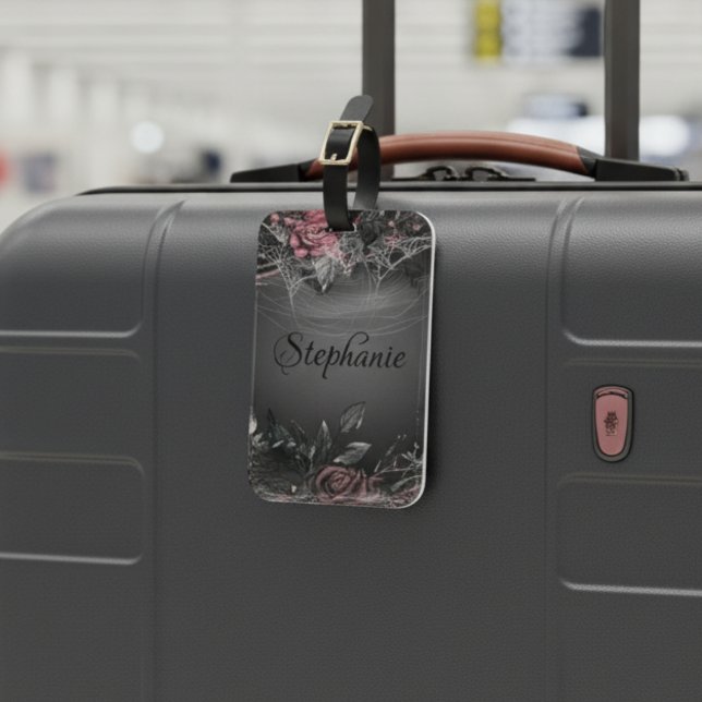 Vintage Elegant Dark Roses Monogram Luggage Tag (Creator Uploaded)