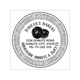 Vintage elegant doughnuts homemade bakery self-inking stamp