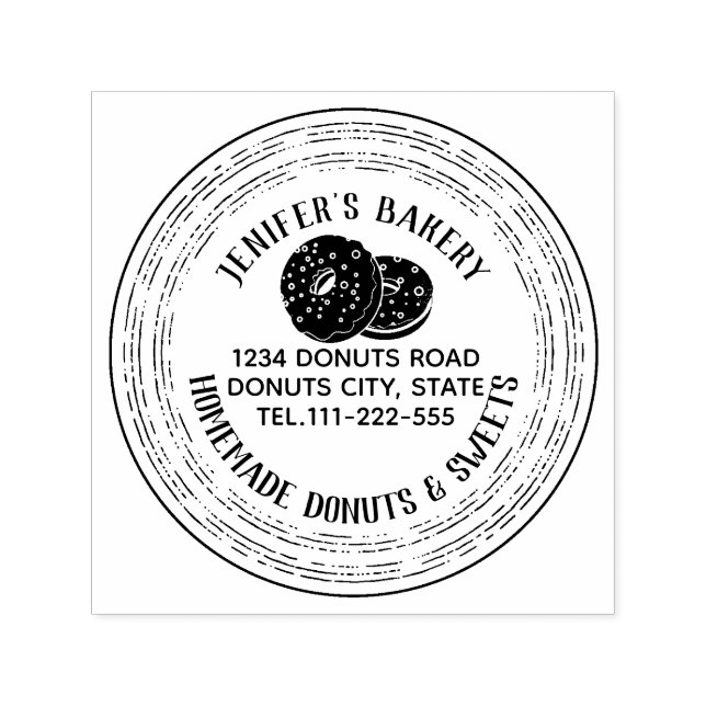 Vintage elegant doughnuts homemade bakery self-inking stamp (Design)