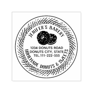 Vintage elegant doughnuts homemade bakery self-inking stamp