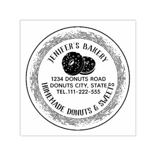 Vintage elegant doughnuts homemade bakery self-inking stamp