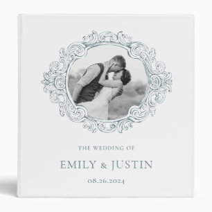 Vintage Elegant Dusty Blue Baroque Wedding Album  Binder