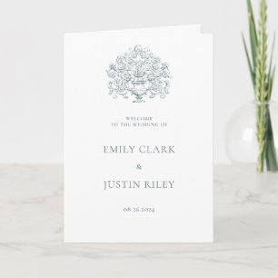 Vintage Elegant Dusty Blue Baroque Wedding Booklet Program