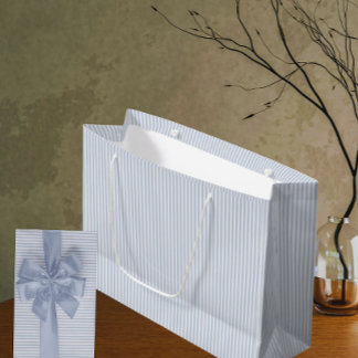 Vintage Elegant Faded Blue Stripe All Occasion Large Gift Bag