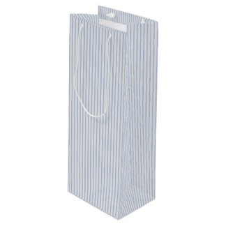 Vintage Elegant Faded Blue Stripe Gift Decoupage Wine Gift Bag
