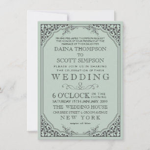 Vintage Elegant Filigree Frame Border Wedding Invitation