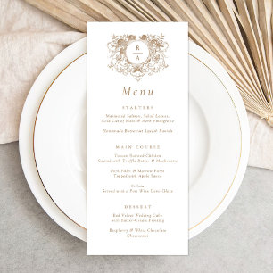 Vintage Elegant Floral Crest Mariage Menu